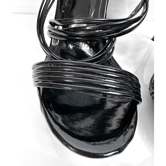 Aldo Strappy High Heel Sandals Womens Size 39 Black Shiny - Picture 5 of 6
